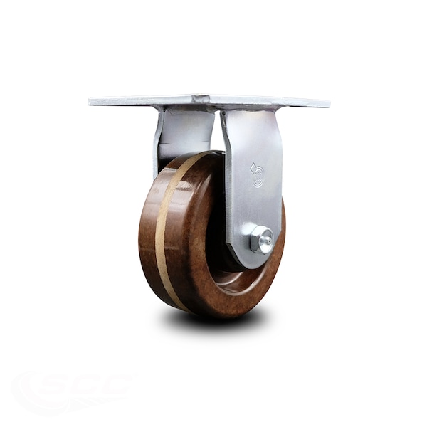5 Inch Heavy Duty Top Plate High Temp Phenolic Rigid Caster with Roller Bearing